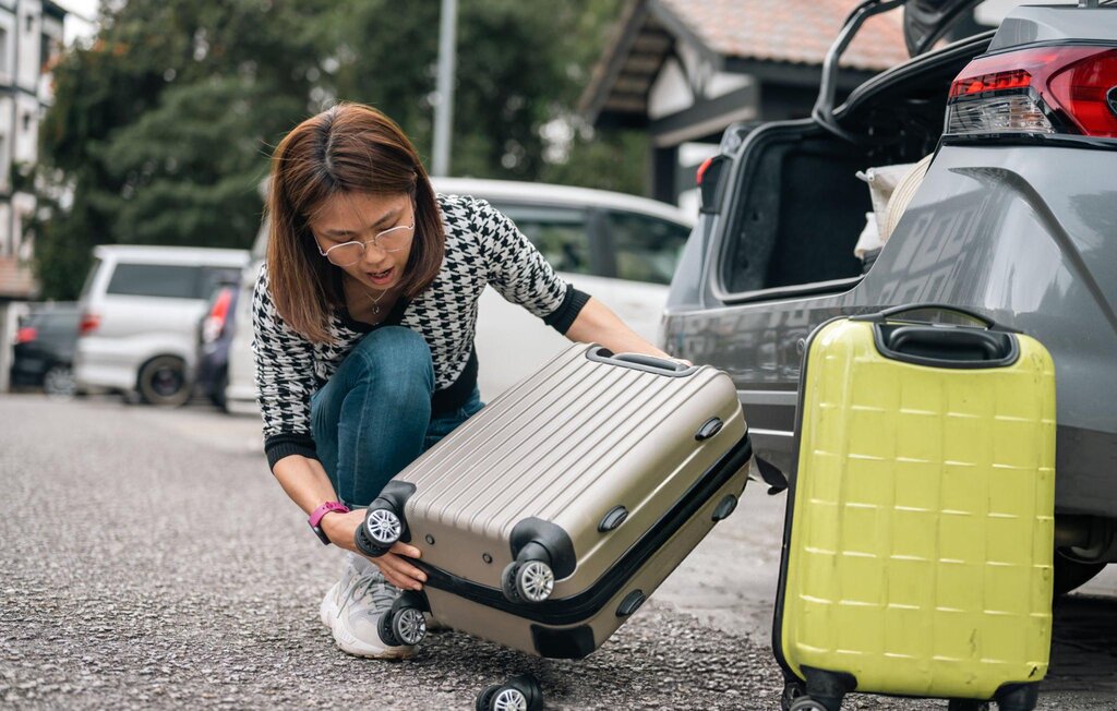 broken luggage wheel
